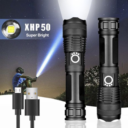 LED Flashlight USB Zoom Torchlight Led Torch Light